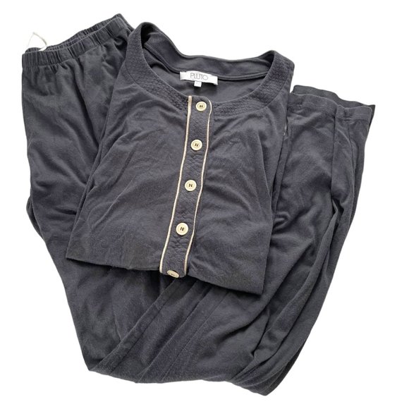 Pluto Belgium Pajama Set Size 40 / Small Gray Sleep Lounge Pants & Shirt Cotton - Picture 1 of 6